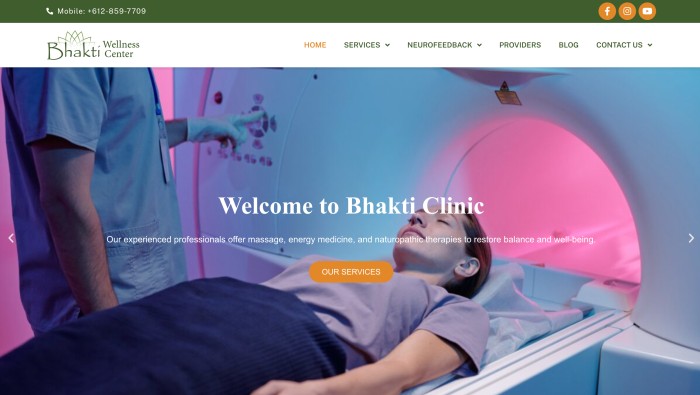 Web Design Portfolio 14 Ontor Web Porfolio Bhakti Wellness Center 1